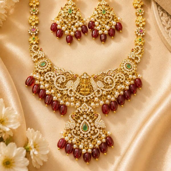 Lakshmi temple necklace with jhumkas